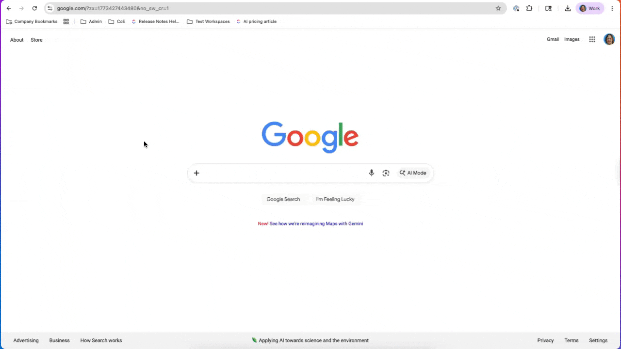 Someone accessing AI Command Bar from another app.gif