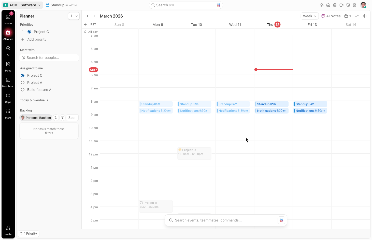 Animation creating an event in Planner.