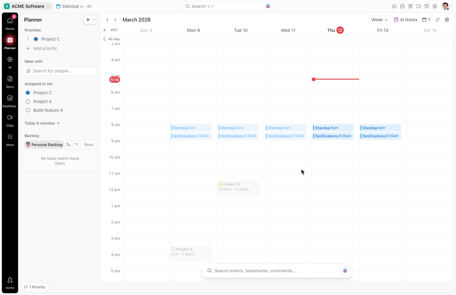 Animation linking a task to an event in Planner.