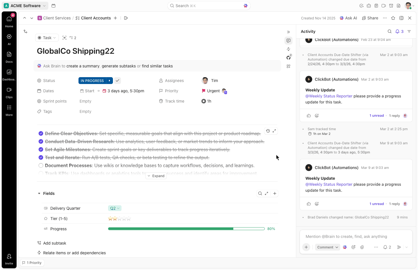 Animation adding an email account from a task.