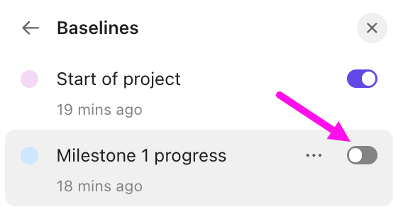 Screenshot of the option to show or hide baselines.