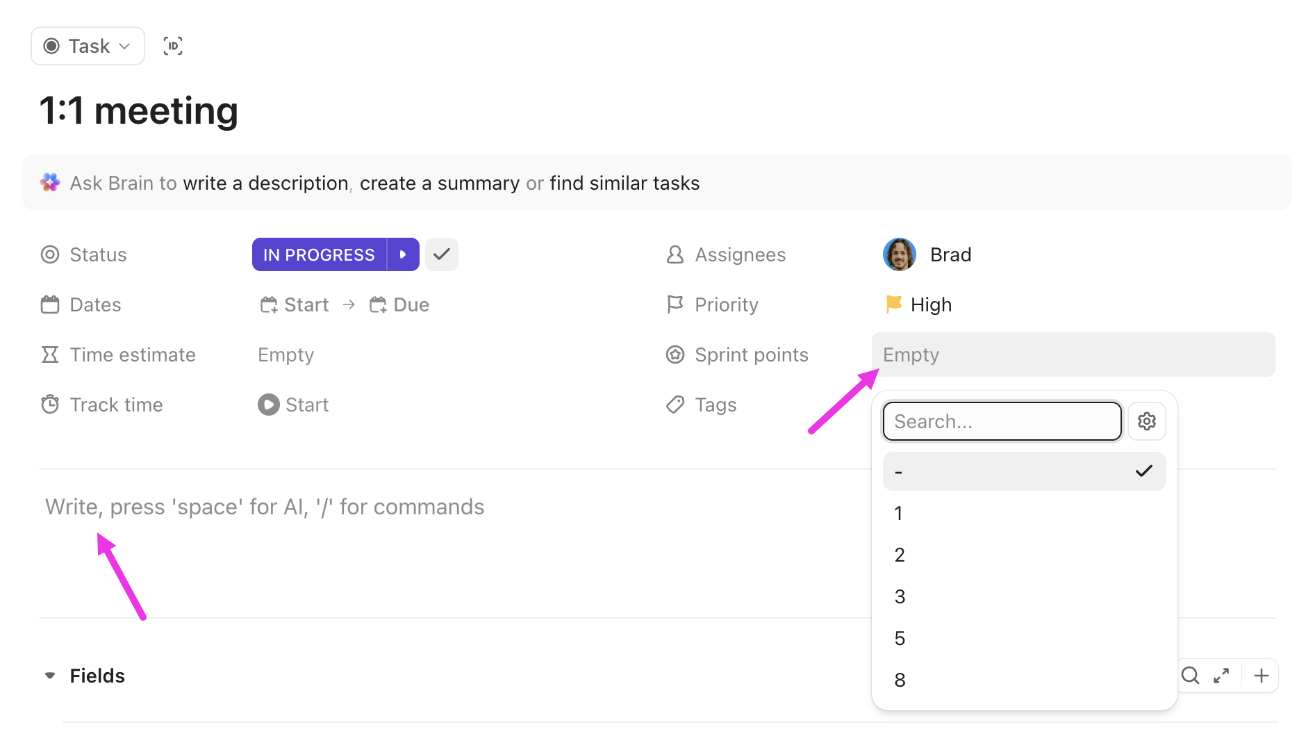 Screenshot highlighting the two places to add sprint points in a task.png