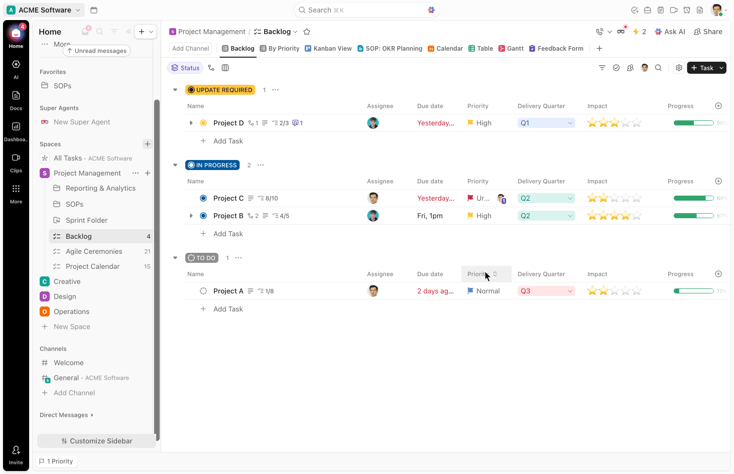 GIF of clicking the Workspace avatar in the upper-left corner and selecting People