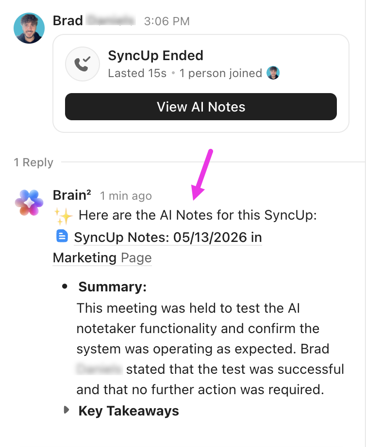 Screenshot of AI notes being posted in the SyncUp thread.png