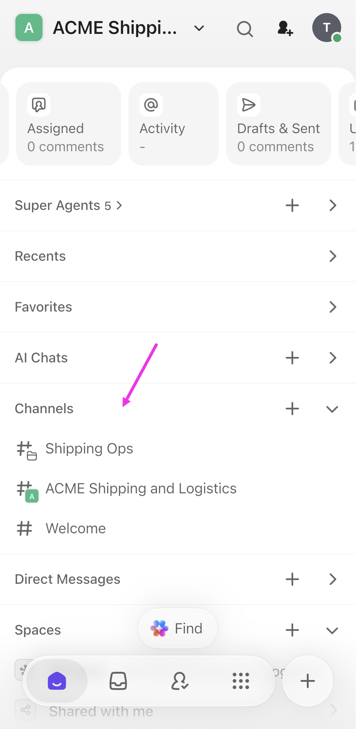 Screenshot of the Channels section of Home.png