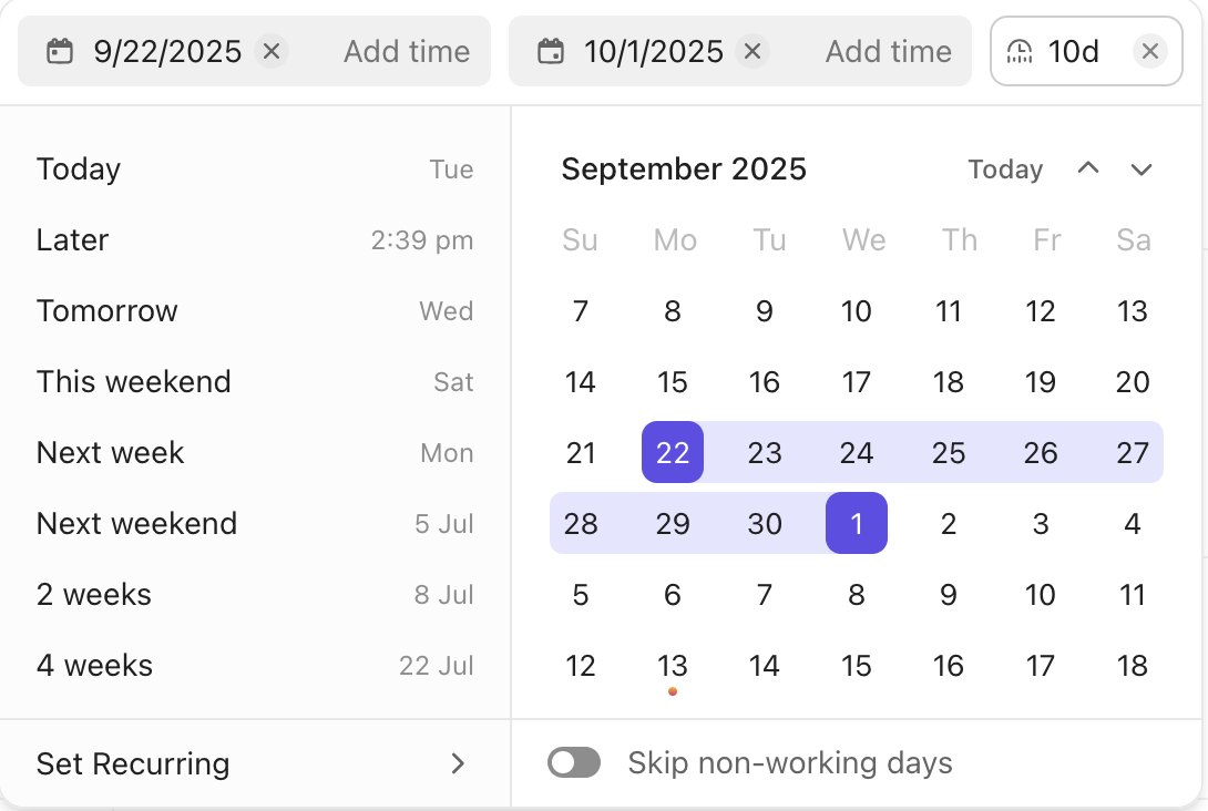 Screenshot of someone using elapsed duration in setting dates for a task (1).png