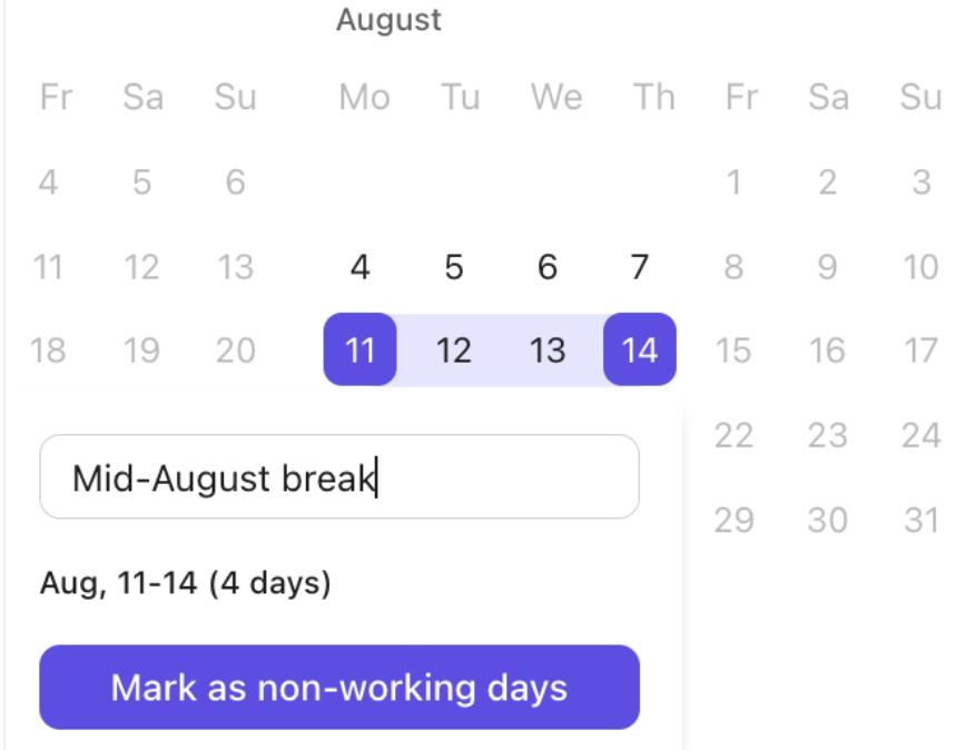 Screenshot of someone marking days as non-working (1).png