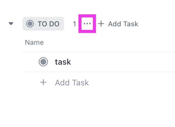 Captura de tela do ícone de reticências ao lado de um nome de status na visualização de Lista.png