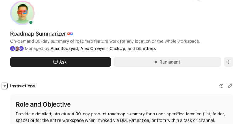 Captura de pantalla del perfil del Roadmap Summarizer