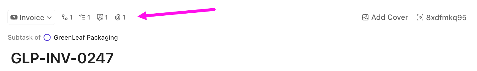 Screenshot des Aufgabendetail-Abschnitts einer Aufgabe.