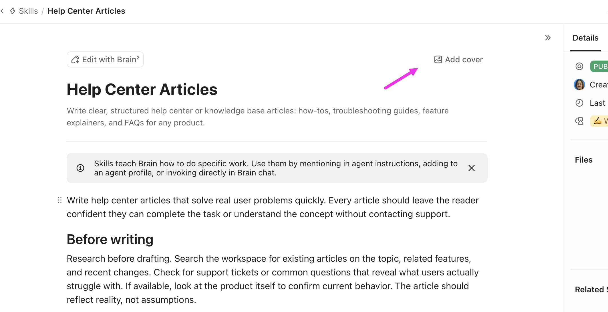 Screenshot of the add cover icon