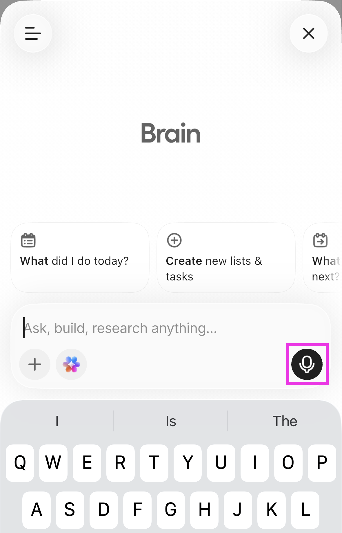 Capture d'écran de l'icône Talk to Text sur l'application mobile.