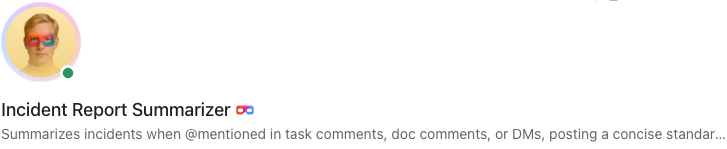Screenshot des Profils des Incident Report Summarizers