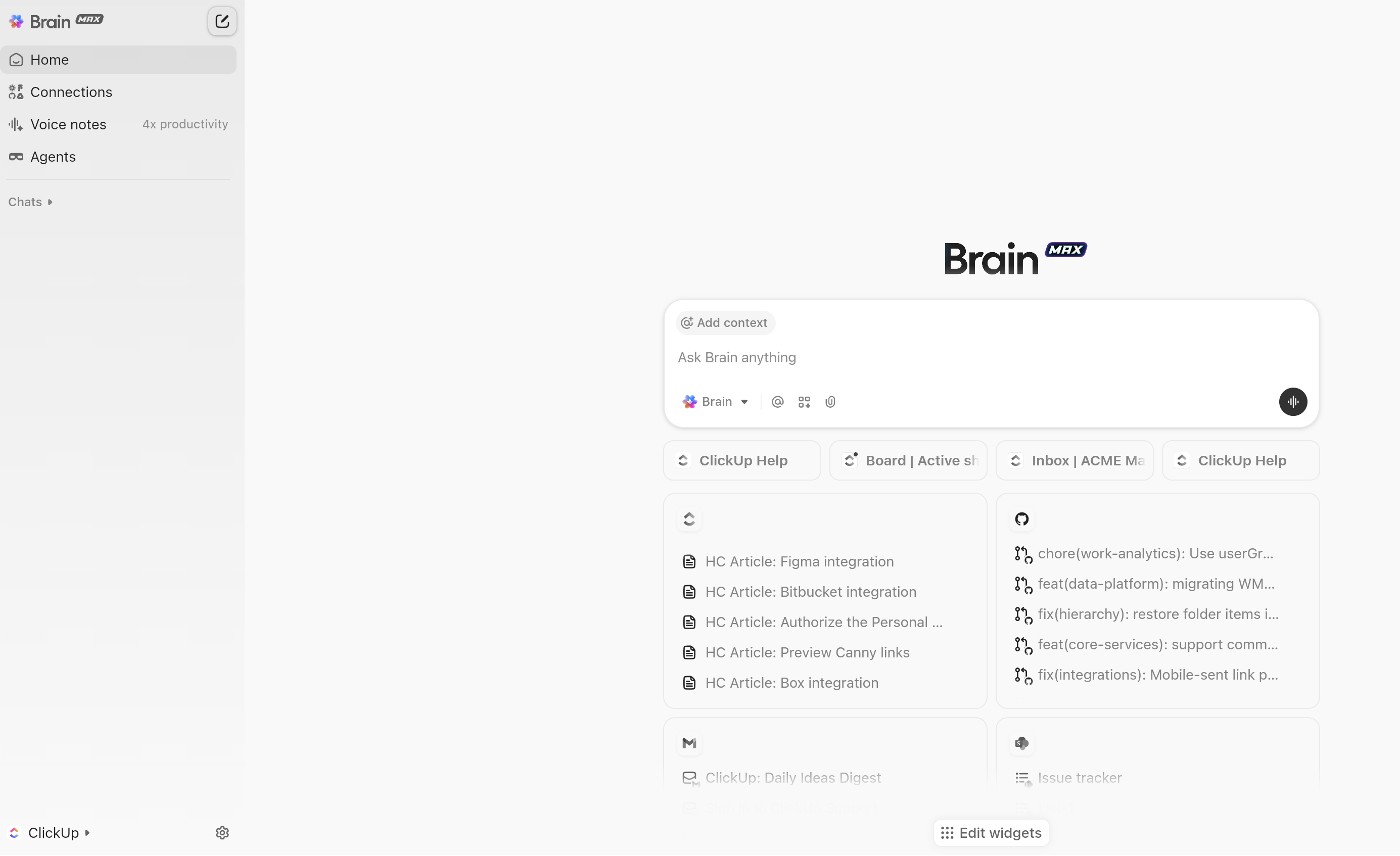 Screenshot della schermata principale di Brain MAX