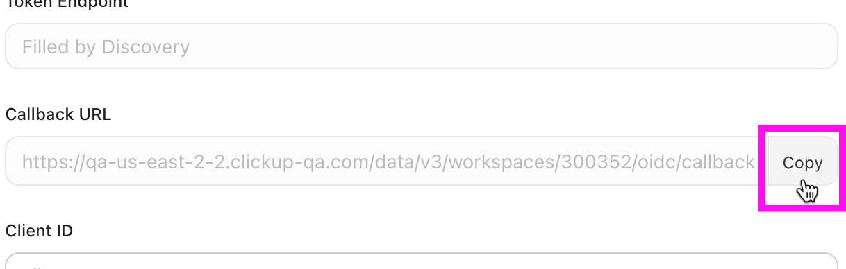 Screenshot del pulsante Copia nel campo URL di callback.png