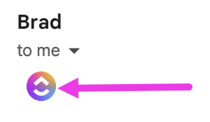 Screenshot che evidenzia il logo ClickUp in un'email.