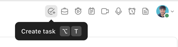 Capture d'écran du bouton Créer une tâche