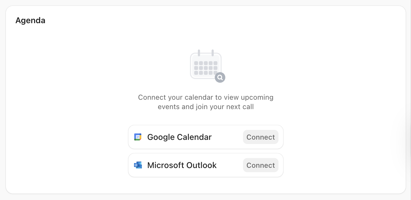 Capture d'écran de la carte Agenda.