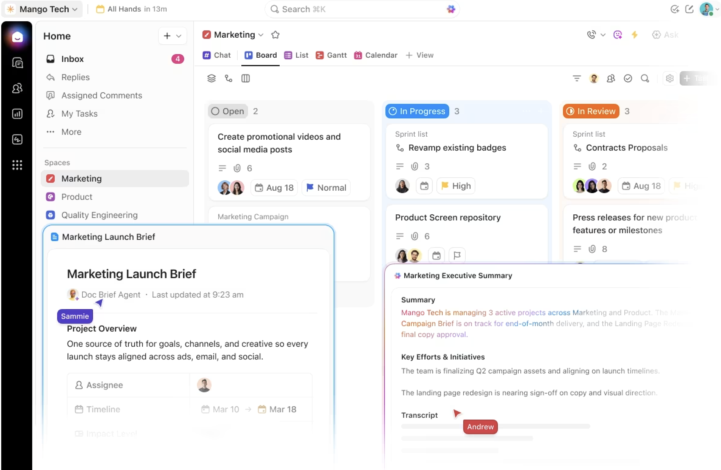 Captura de pantalla de un tablero Kanban