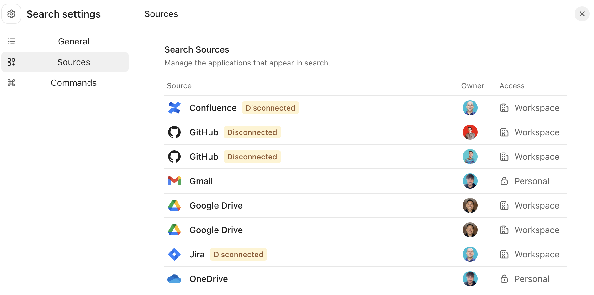 Capture d'écran des applications dans la page Source.