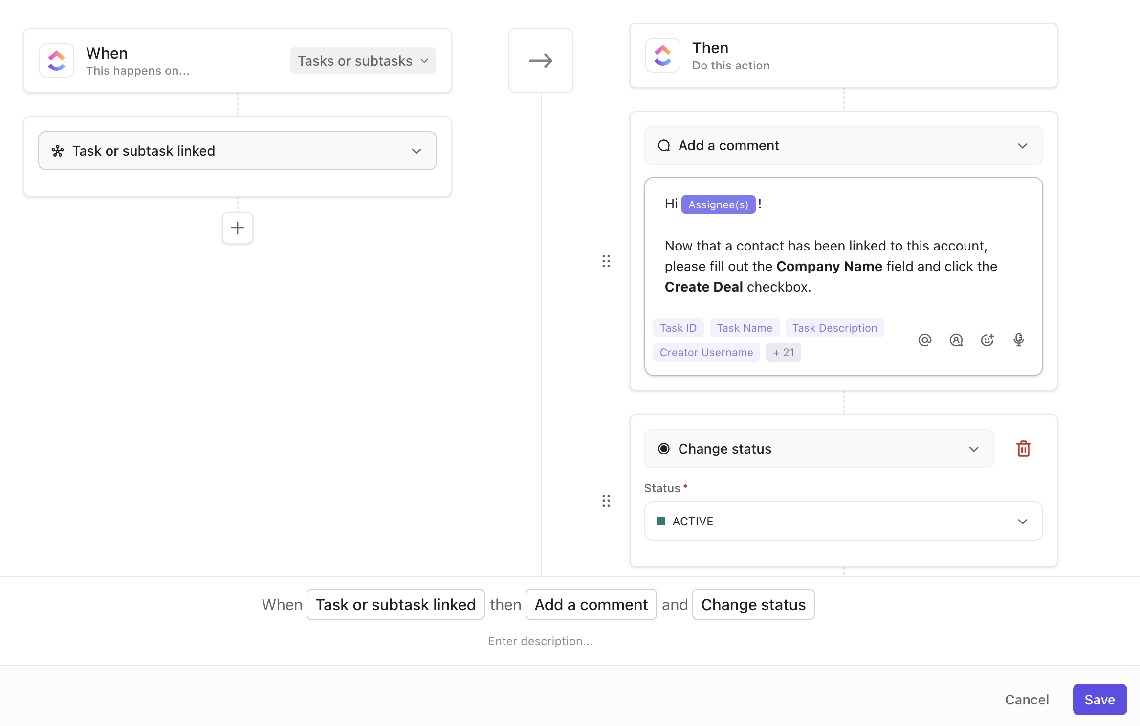 Screenshot der ersten Kontakte-Listen-Automatisierung.
