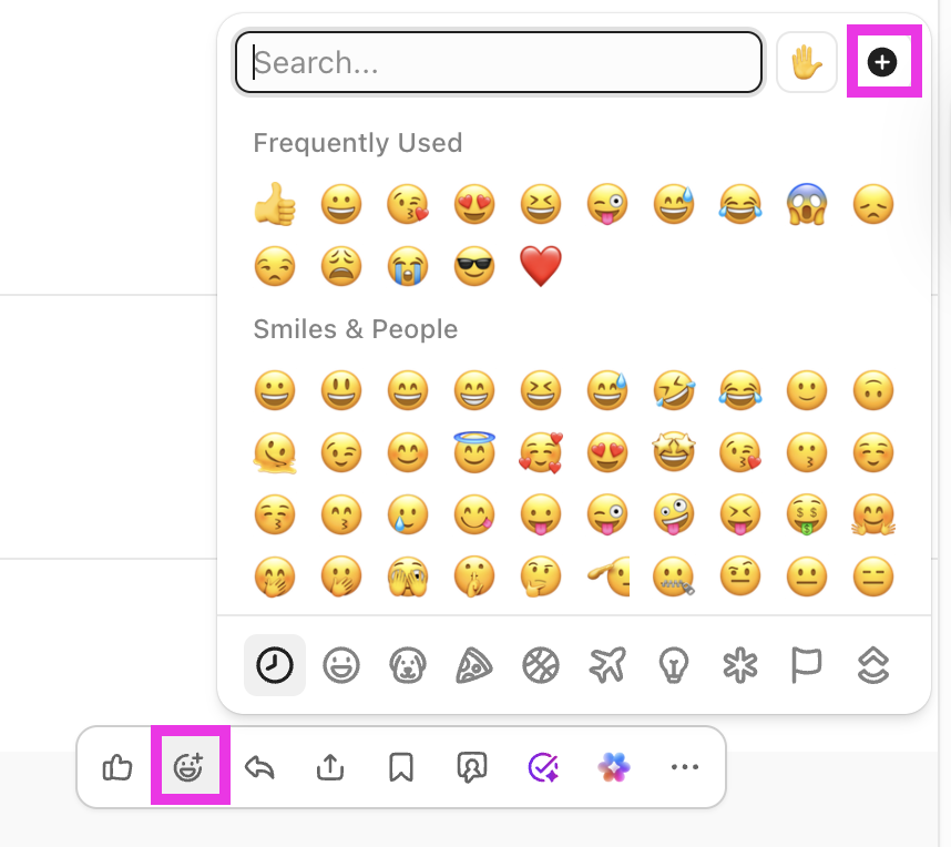 Captura de pantalla del icono de emoji y el icono de más.png