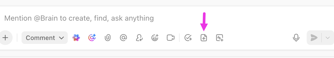 Screenshot of the create task%2C doc and whiteboard icons
