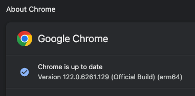 Capture d'écran de la page À propos de Google Chrome