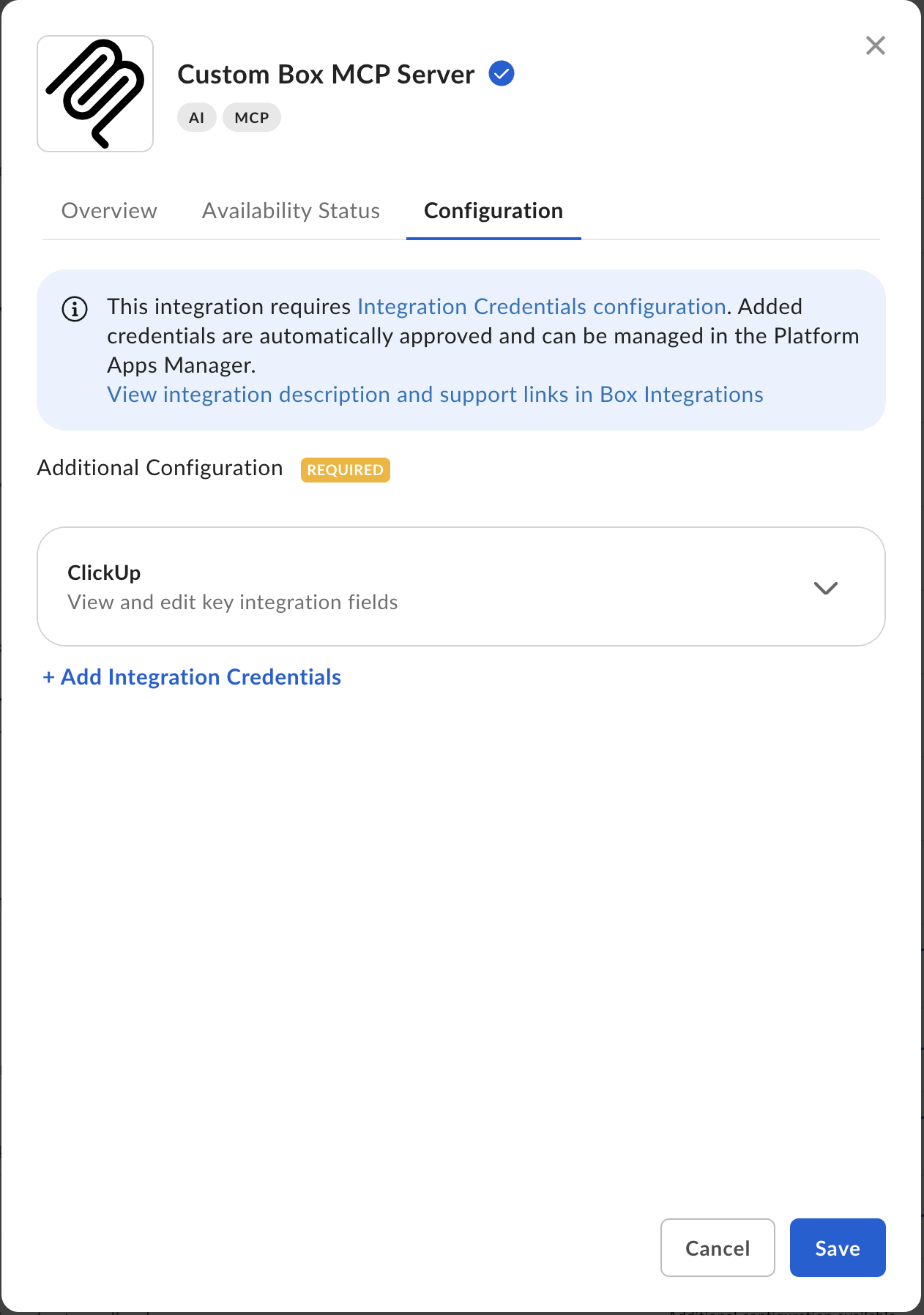 Screenshot of the Configuration tab