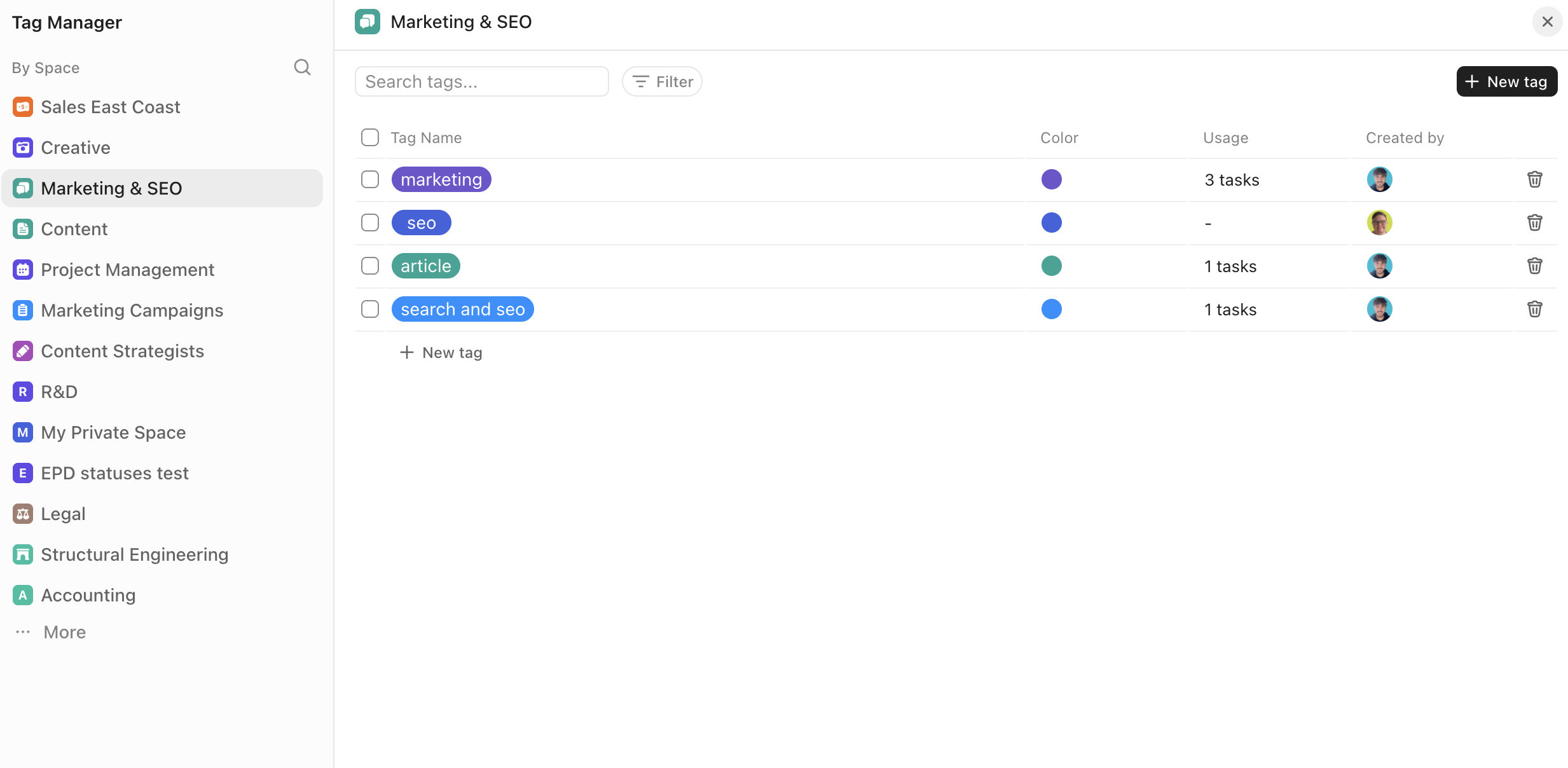 Screenshot des Tag Managers
