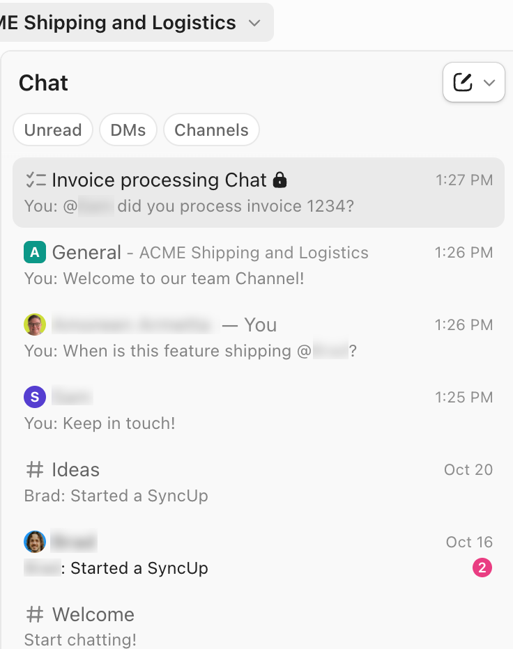 Screenshot of the Chat Sidebar
