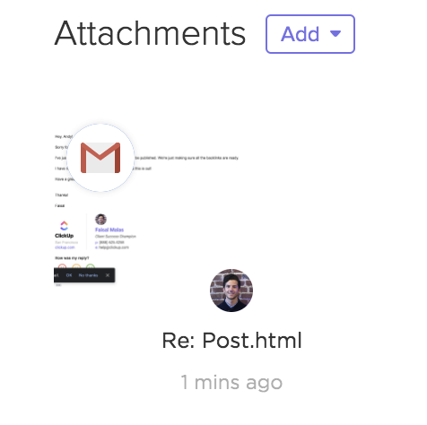 Screenshot showing an email attachment in a task attachment section.