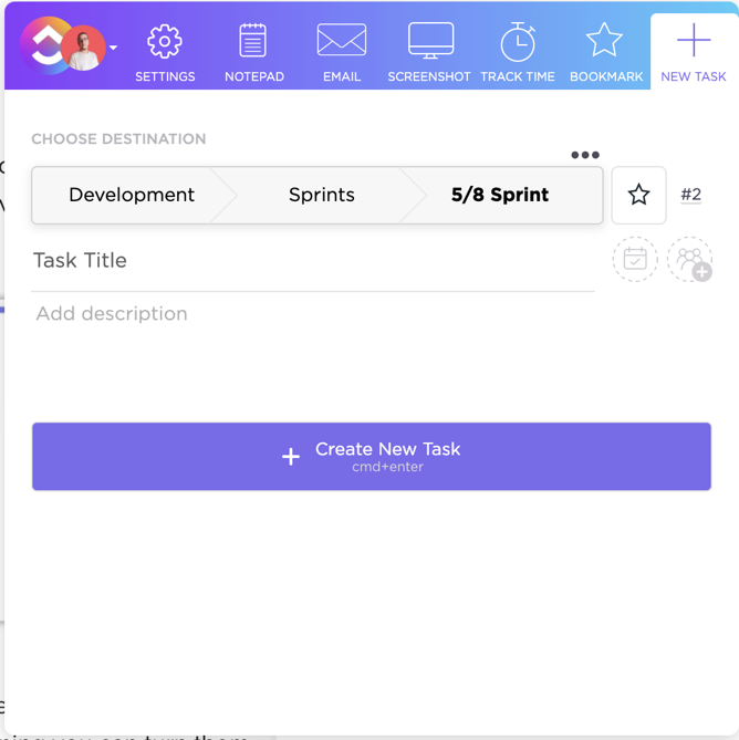 chrome extension to add new tasks.