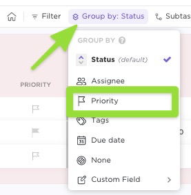 how to group by priority