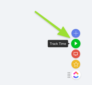 Screenshot of the ClickUp Chrome Extension highlighting the Track Time button.