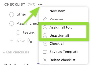 how to assign all or unassign all checklist items