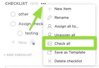 how to check all items off on a checklist