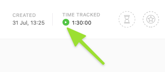 Screenshot of the play button to track time on a task