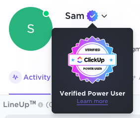 Screenshot of a power user verified badge