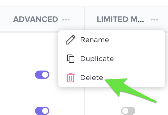 Screenshot of the Custom Role menu highlighting the delete option.