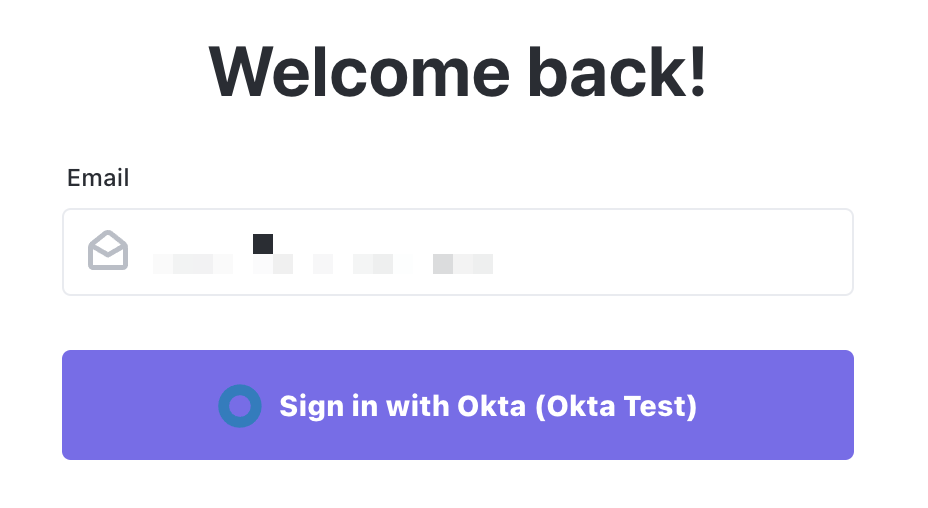 Screenshot of the option to sign in with Okta.