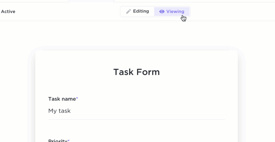 Animation of the edit and view options for Form view.