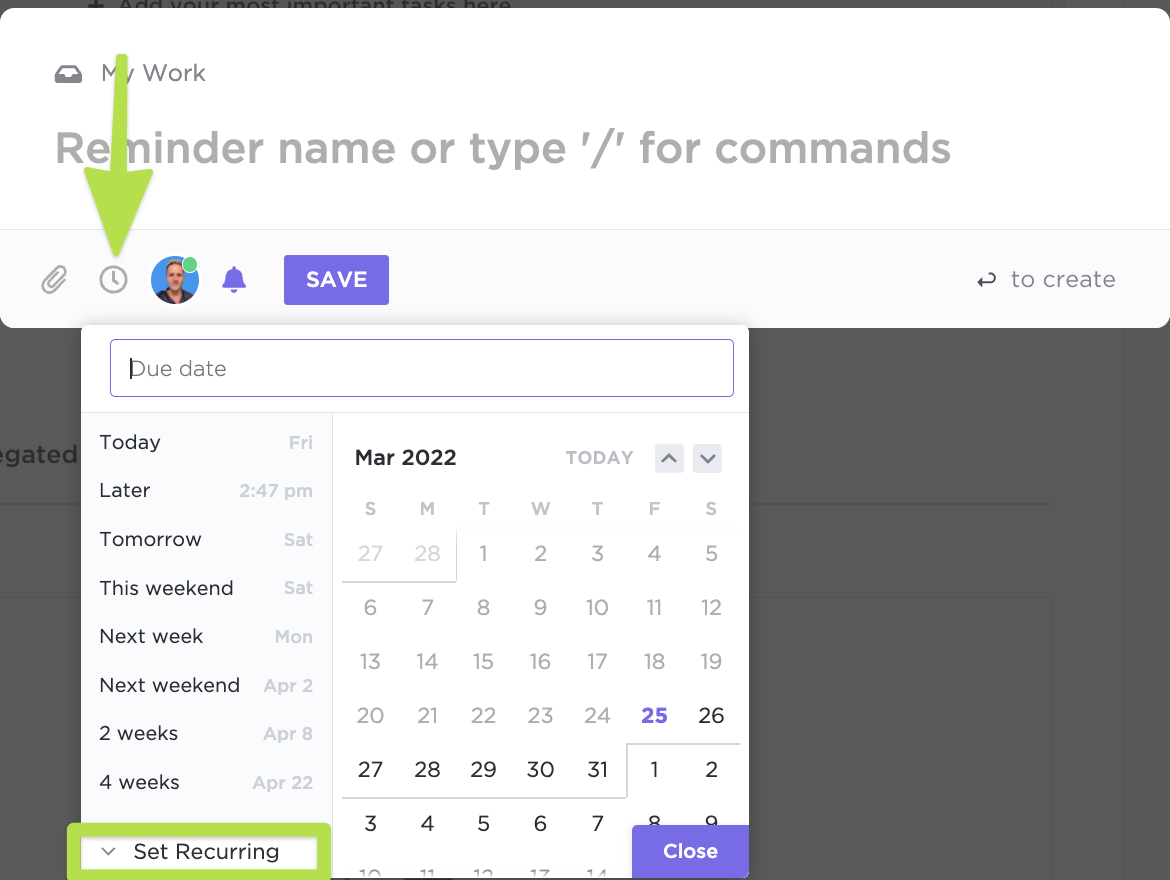 Recurring reminders ClickUp Help