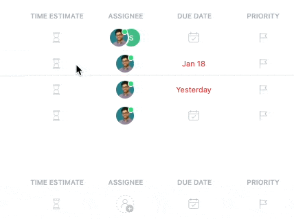Animation of a task Time Estimate being split evenly amongst assignees.