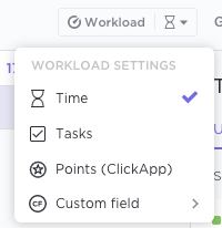 Screenshot of the Workload settings.