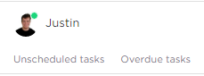 Screenshot showing 'Unscheduled tasks' and 'Overdue tasks' in a user's profile.