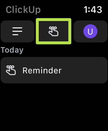 Screenshot of the reminder icon in ClickUp on an Apple Watch.