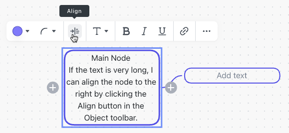 Screenshot of the mind map align button.
